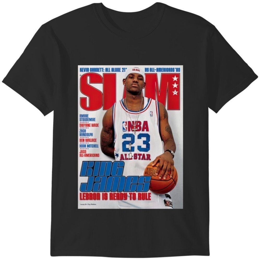 Lebron James Slam Tee Retro Basketball Sports Graphic T-Shirt
